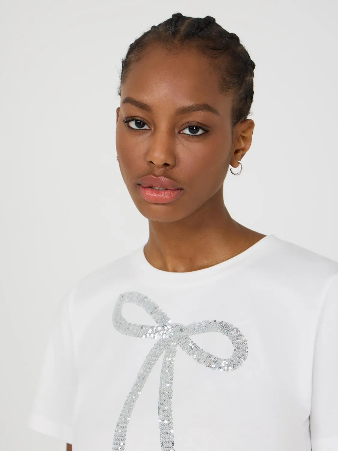 Short Sleeve T-Shirt With Sequin Bow Next Favorite