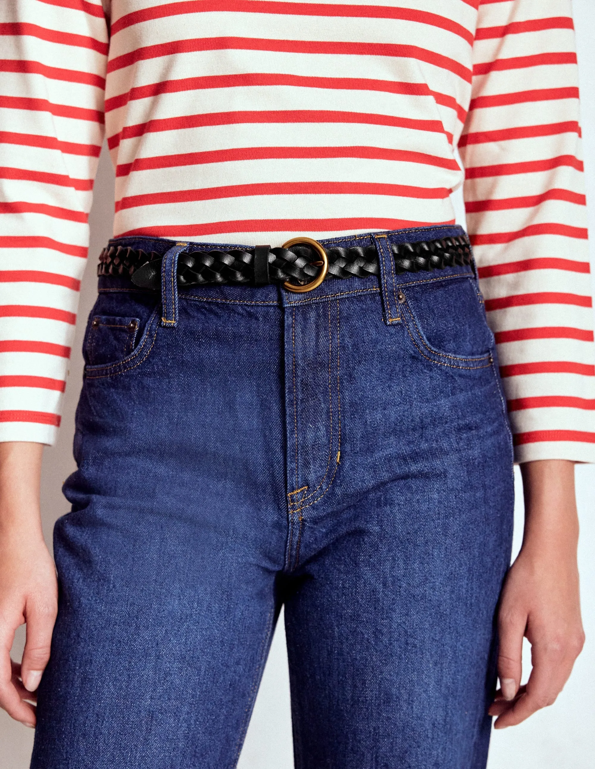 Skinny Plaited Belt-Black grip secure