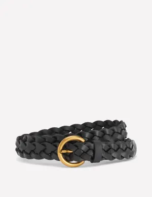 Skinny Plaited Belt-Black move friendly