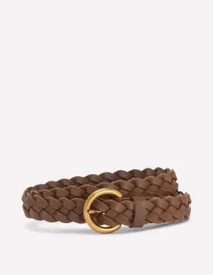 Skinny Plaited Belt-Raw Umber us street
