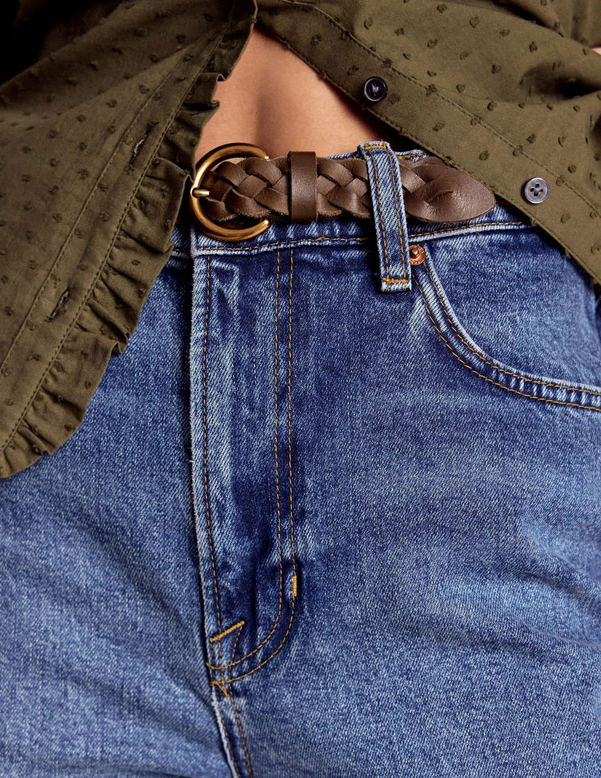 Skinny Plaited Belt-Raw Umber style lead