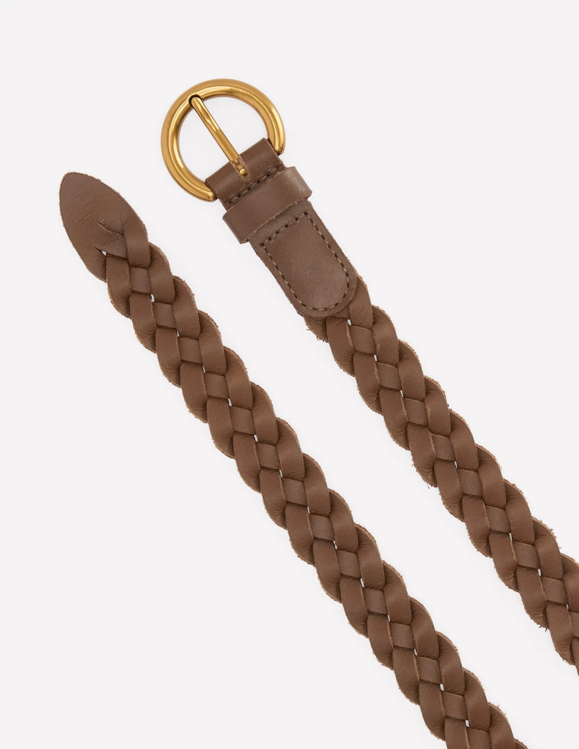 Skinny Plaited Belt-Raw Umber gift option