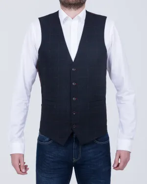 Skopes Aiken Slim Fit Tall Waistcoat (navy/red check) timeless design