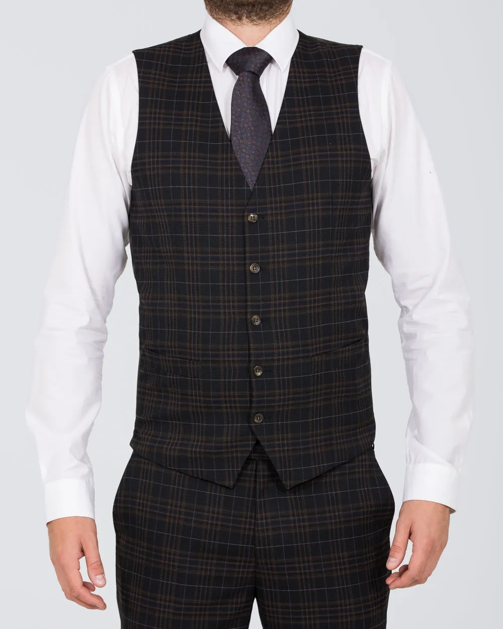 Skopes Alton Tall Suit Waistcoat (brown/blue/black) unisex wear
