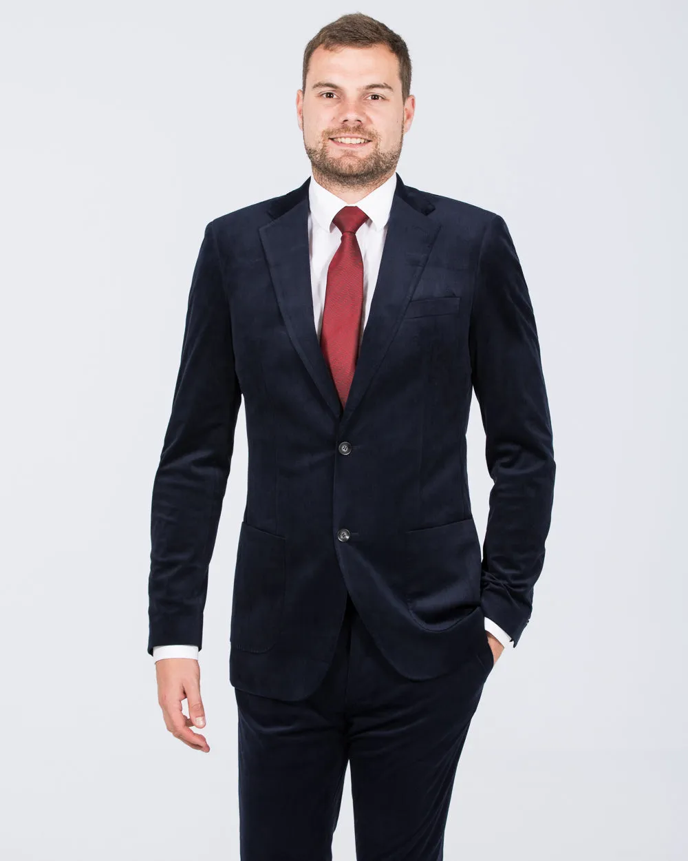 Skopes Atkinson Slim Fit Tall Cord Suit Jacket (navy) cold snap outfit