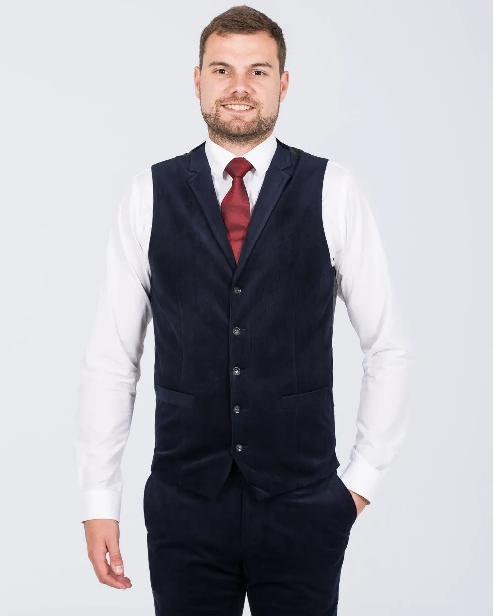 Skopes Atkinson Slim Fit Tall Cord Suit Waistcoat (navy) hipster vibe