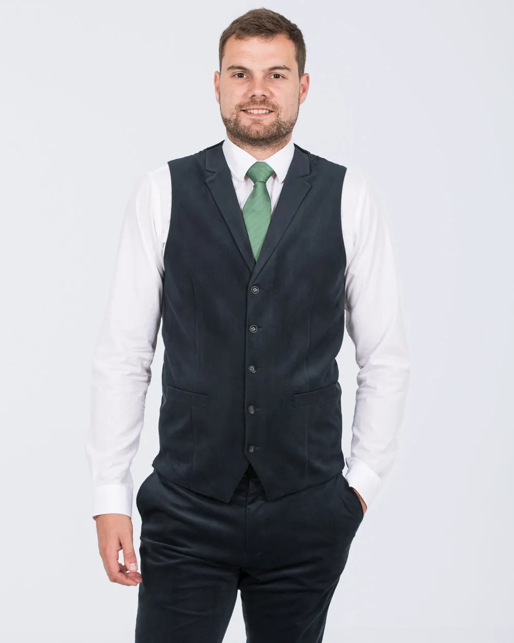 Skopes Atkinson Slim Fit Tall Cord Suit Waistcoat (teal) breathable material