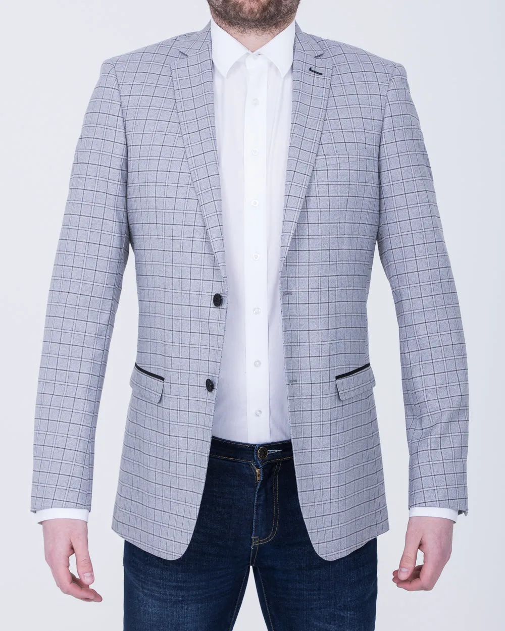 Skopes Brook Checked Blazer (silver/grey) clean shift