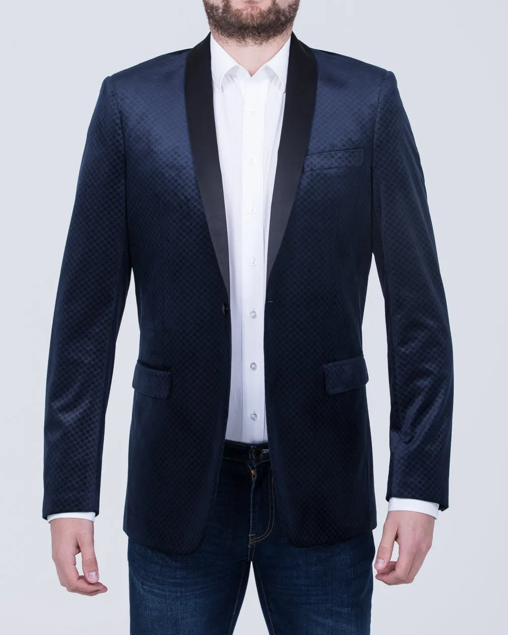 Skopes Burren Tall Geometric Print Blazer (navy/gold) tailored edge