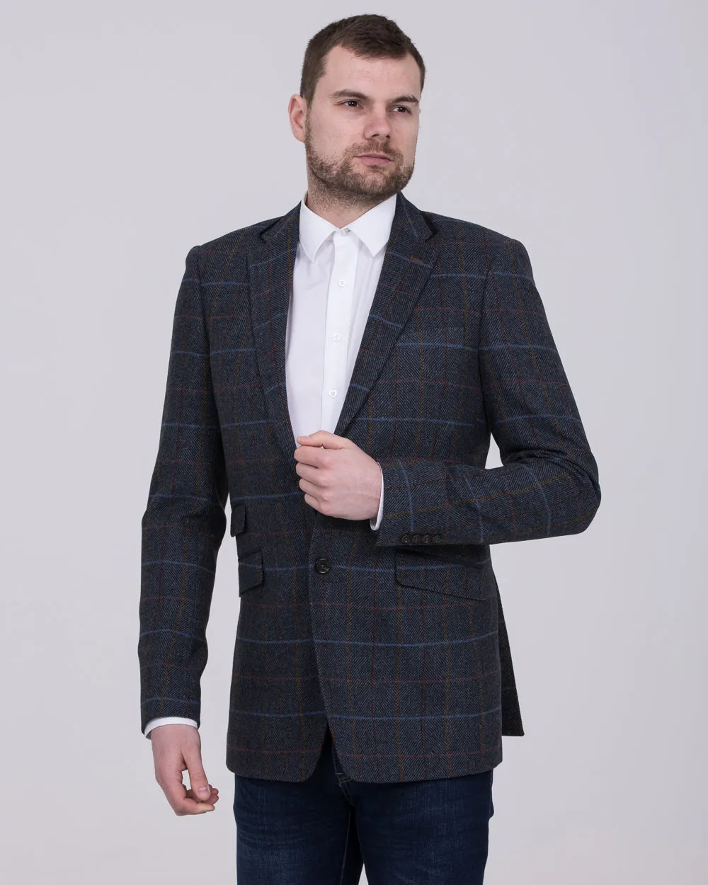 Skopes Doyle Skinny Fit Tall Suit Jacket (grey/blue) travel essential