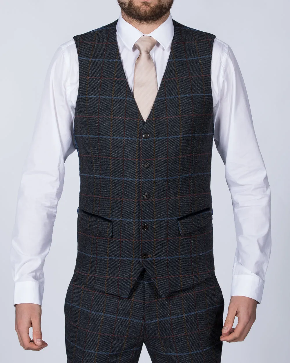 Skopes Doyle Skinny Fit Tall Suit Waistcoat (grey/blue) nature walk