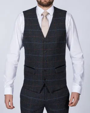 Skopes Doyle Skinny Fit Tall Suit Waistcoat (grey/blue) closed front