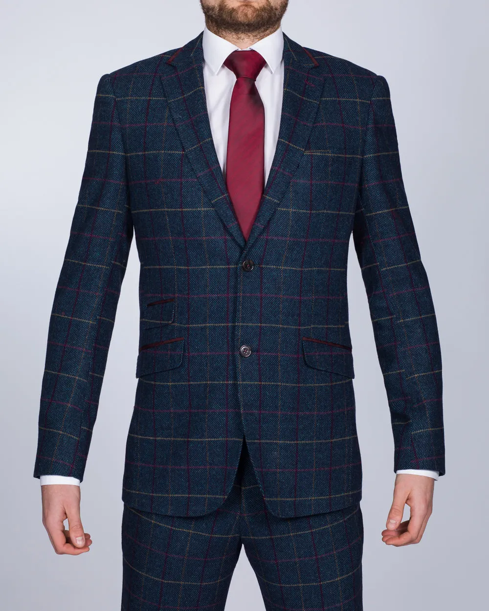 Skopes Doyle Slim Fit Tall Suit Jacket (aqua/wine check) quick dry outer