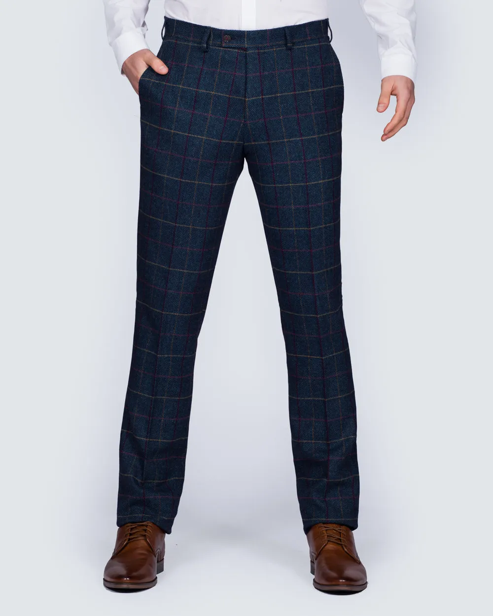 Skopes Doyle Slim Fit Tall Suit Trousers (aqua/wine check) timeless fashion