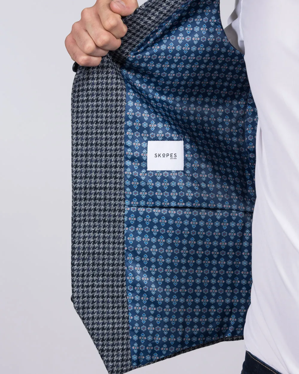 Skopes Gillis Slim Fit Tall Waistcoat (navy/grey check) everyday chic