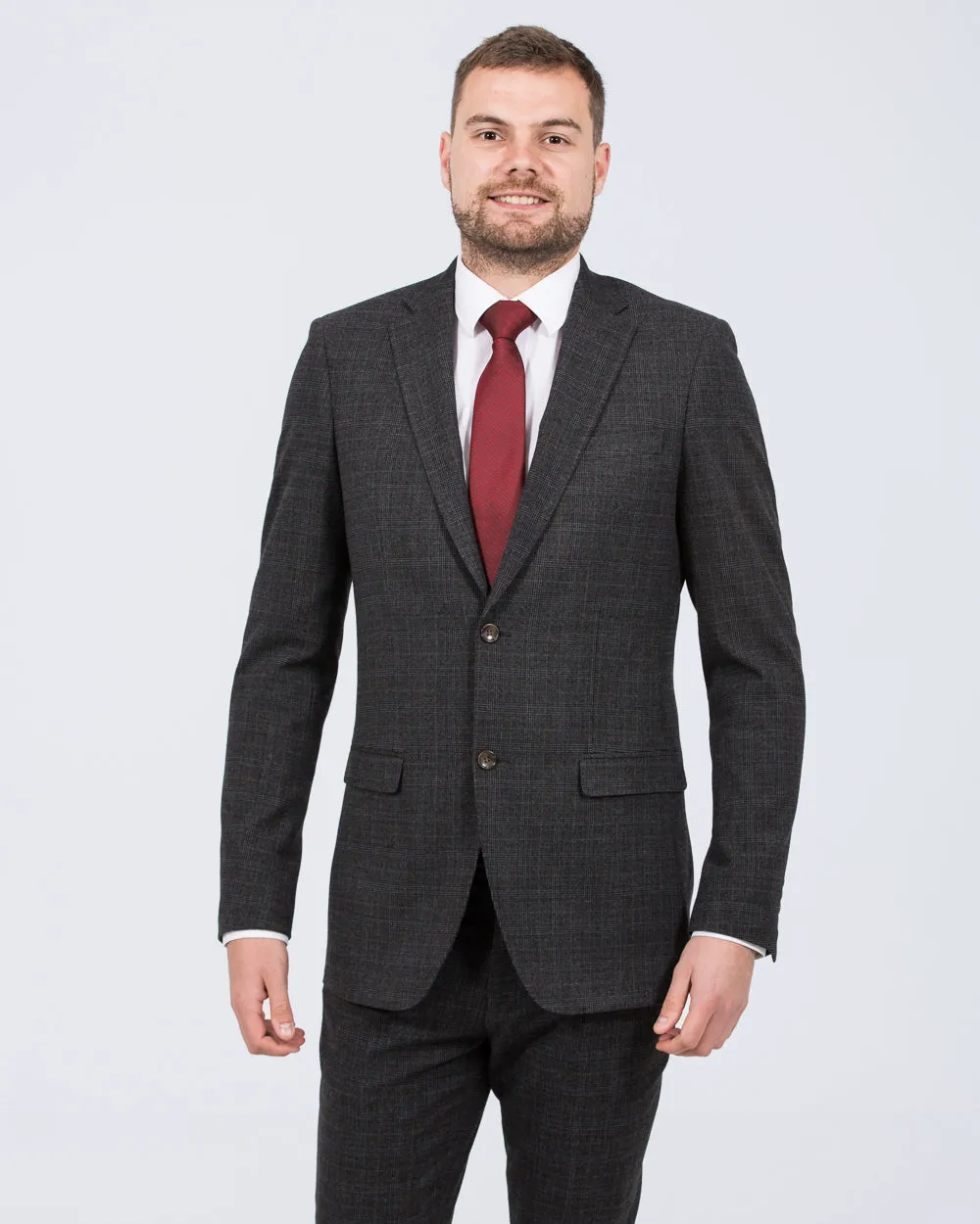 Skopes Jacob Slim Fit Tall Suit Jacket (grey check) quiet luxury wear