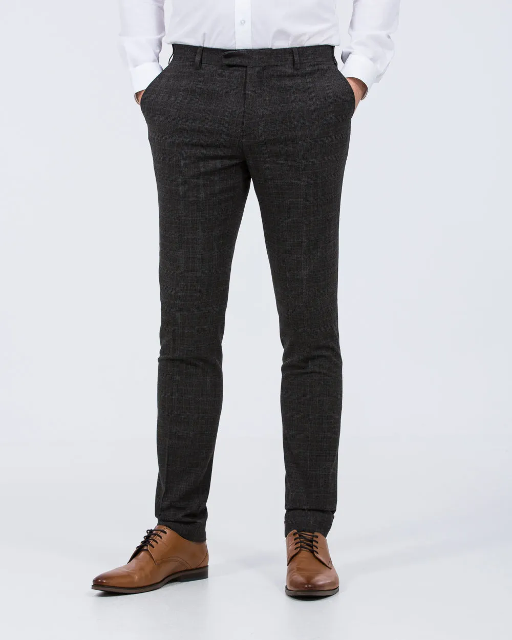 Skopes Jacob Slim Fit Tall Suit Trousers (grey check) limited drop