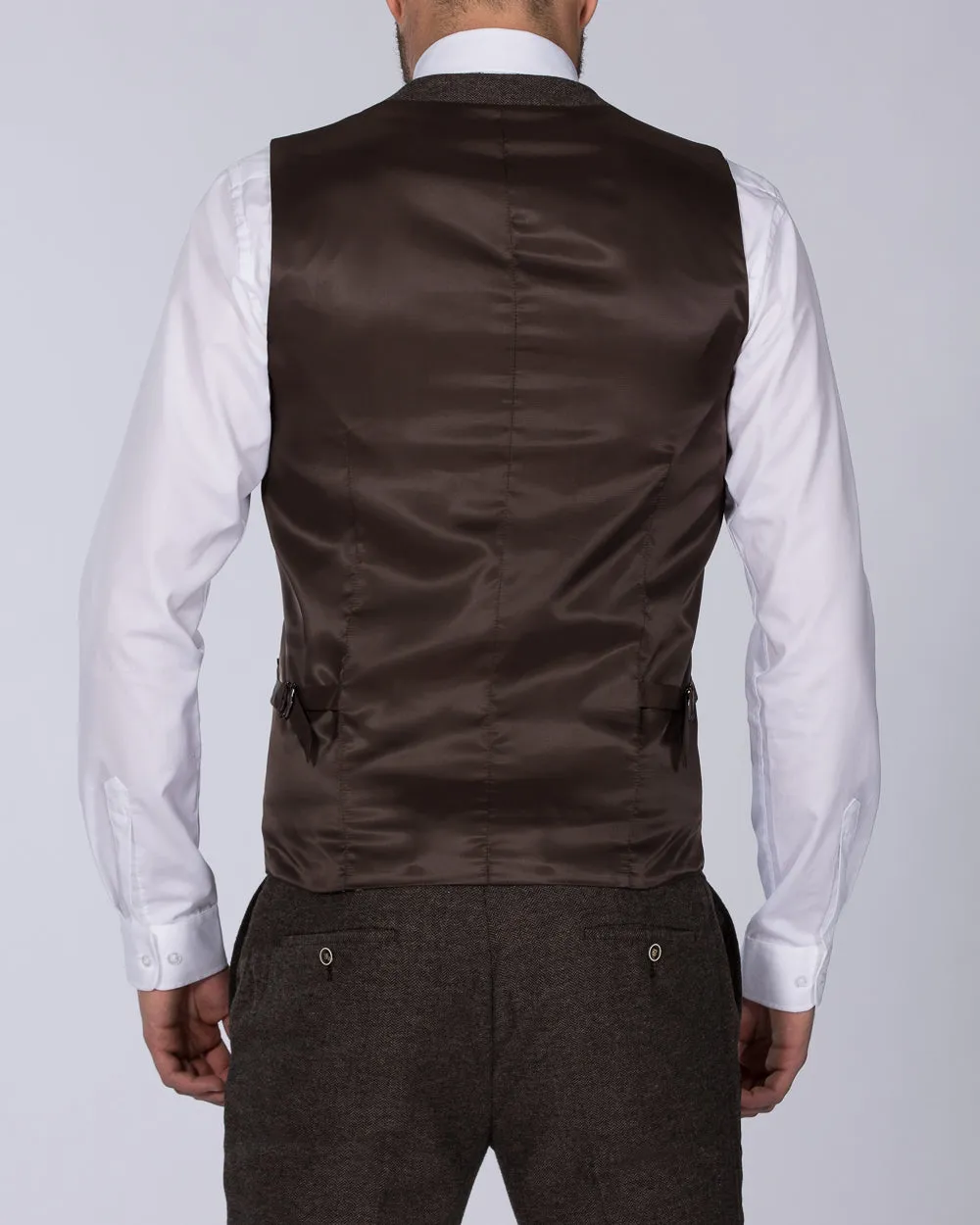 Skopes Jude Skinny Fit Tall Tweed Waistcoat (brown herringbone) casual outing