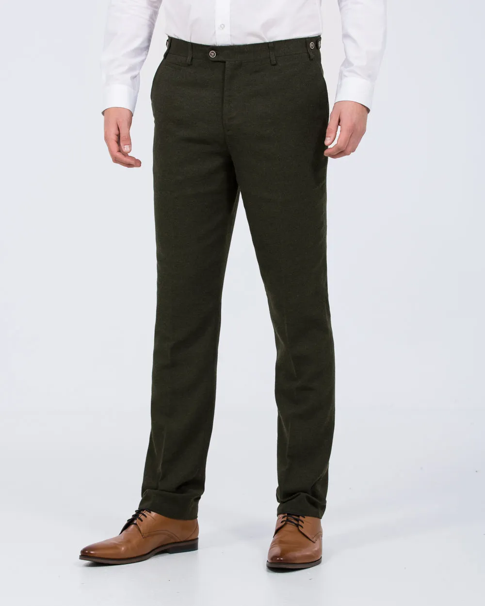 Skopes Jude Slim Fit Tall Suit Trousers (olive herringbone) bold statement