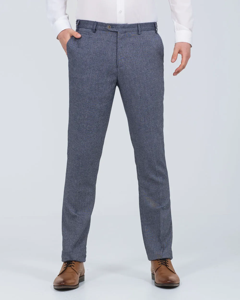 Skopes Jude Slim Fit Tall Trousers (blue herringbone) rain protection