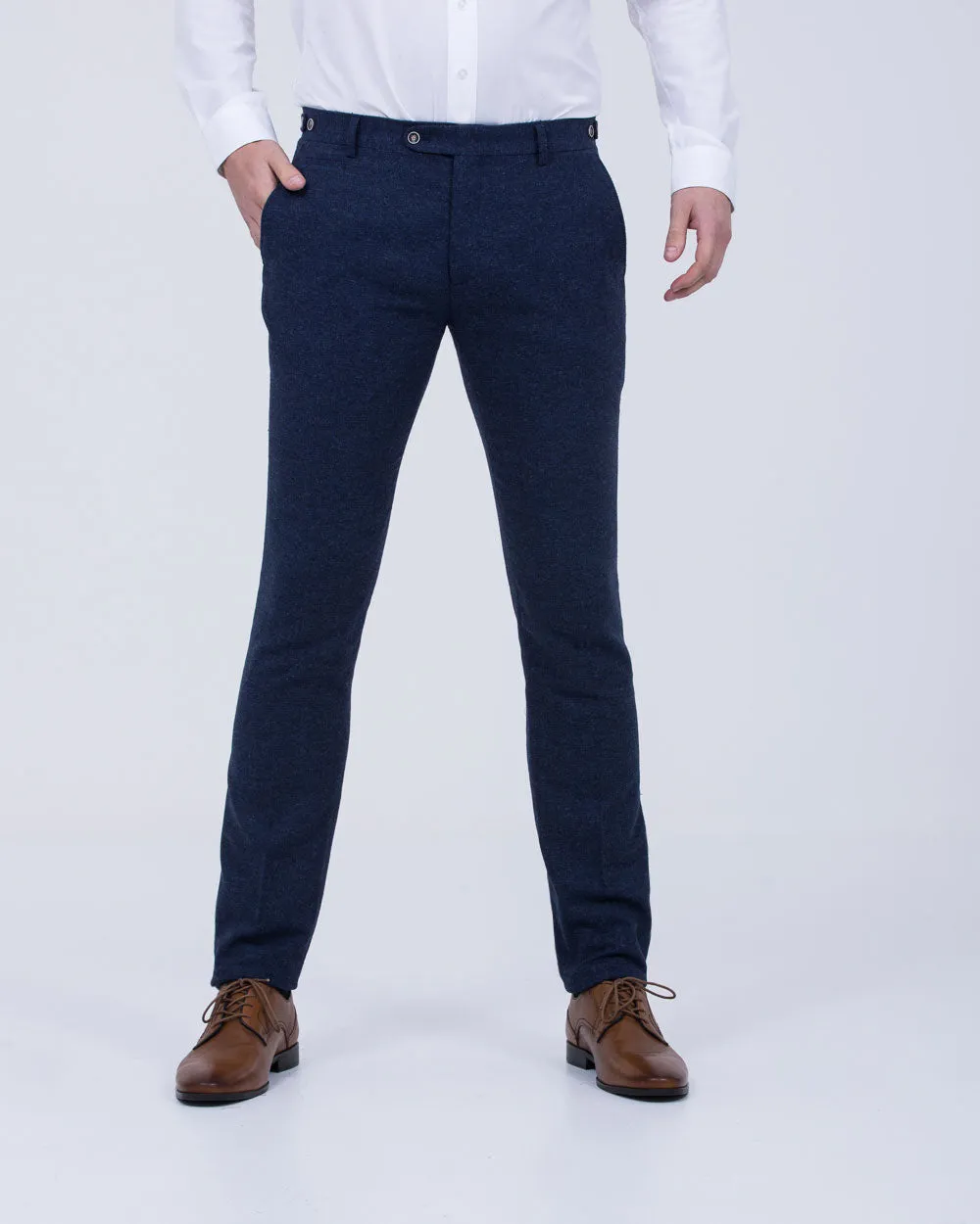 Skopes Jude Slim Fit Tall Trousers (navy herringbone) business casual