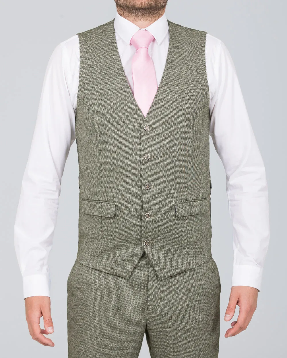 Skopes Jude Slim Fit Tall Waistcoat (sage herringbone) breathable mesh