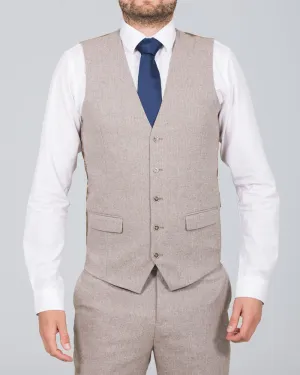 Skopes Jude Slim Fit Tall Waistcoat (stone herringbone) urban chic
