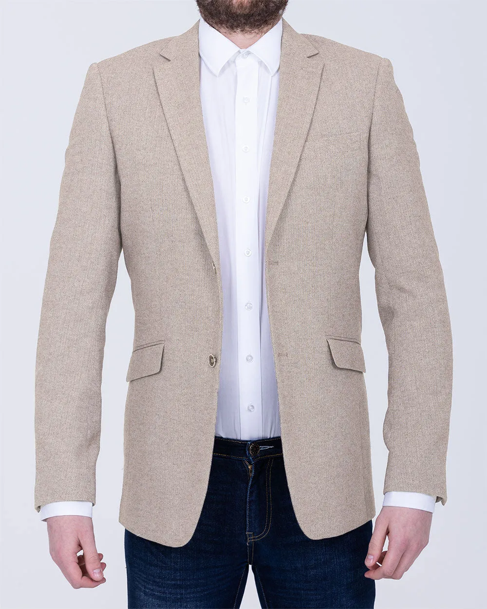 Skopes Jude Tall Blazer (stone herringbone) gentle cut