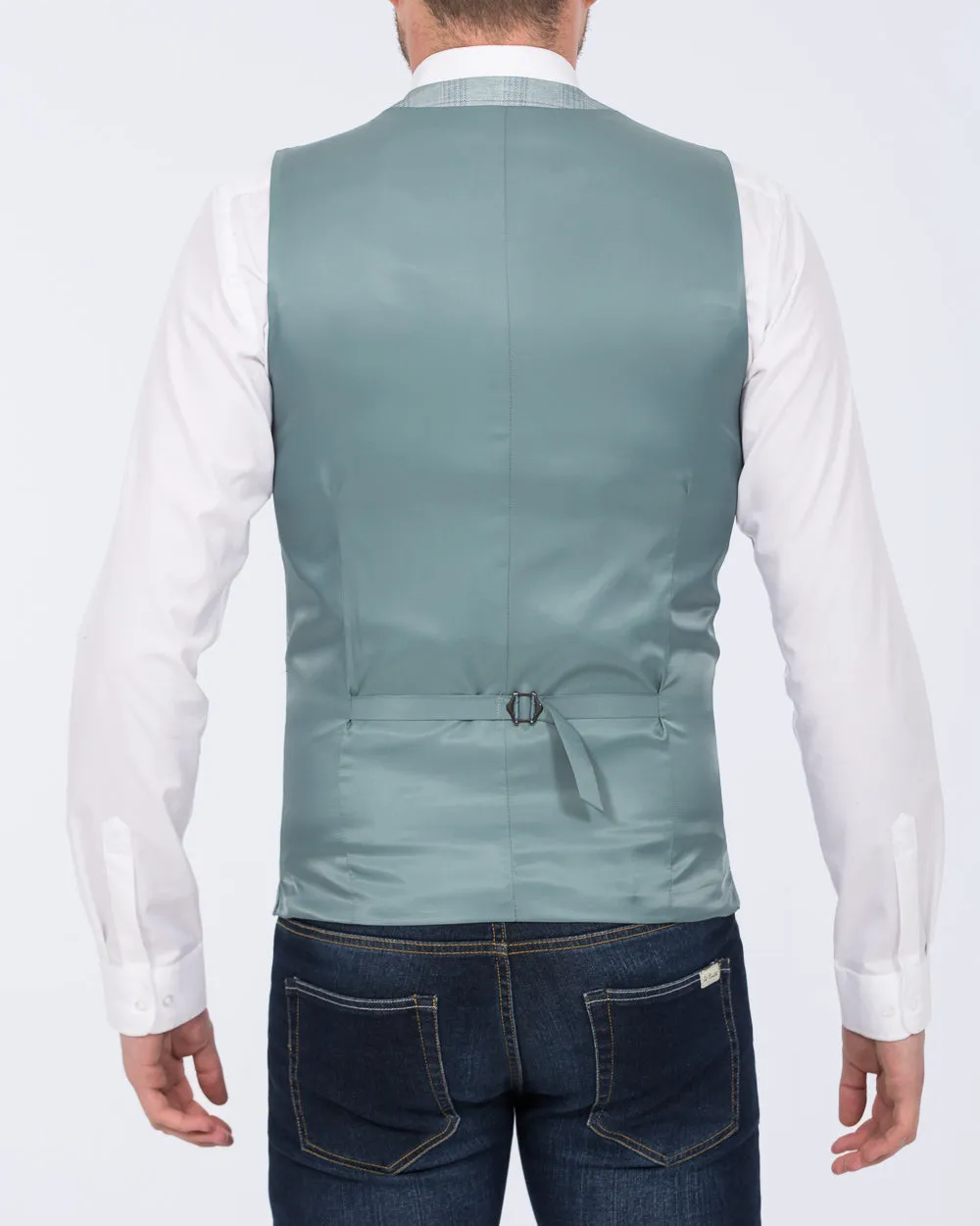 Skopes Montalvo Slim Fit Tall Waistcoat (light green check) festival outfit