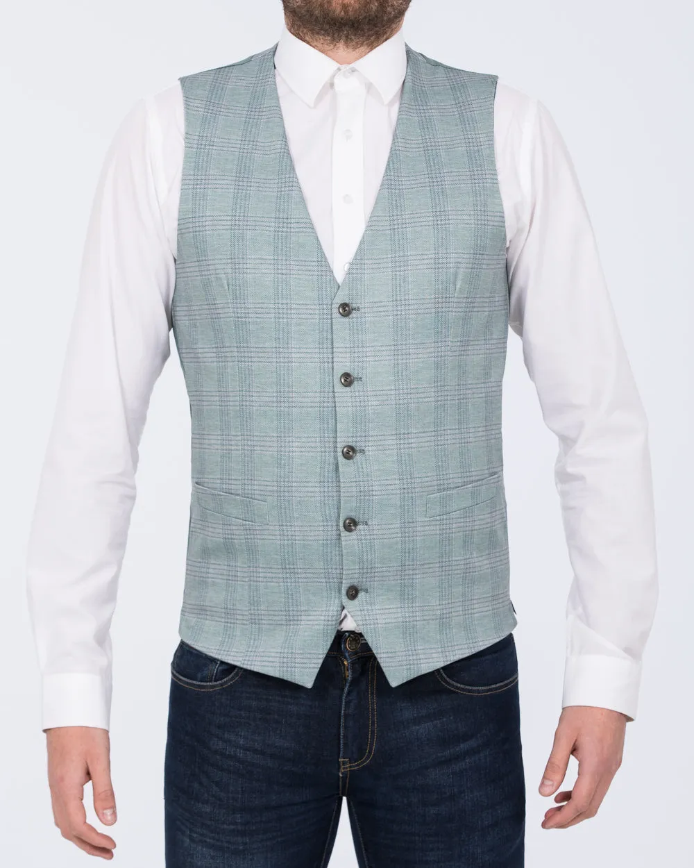 Skopes Montalvo Slim Fit Tall Waistcoat (light green check) fashion mix