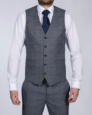 Skopes Reece Slim Fit Tall Suit Waistcoat (blue check) classic look