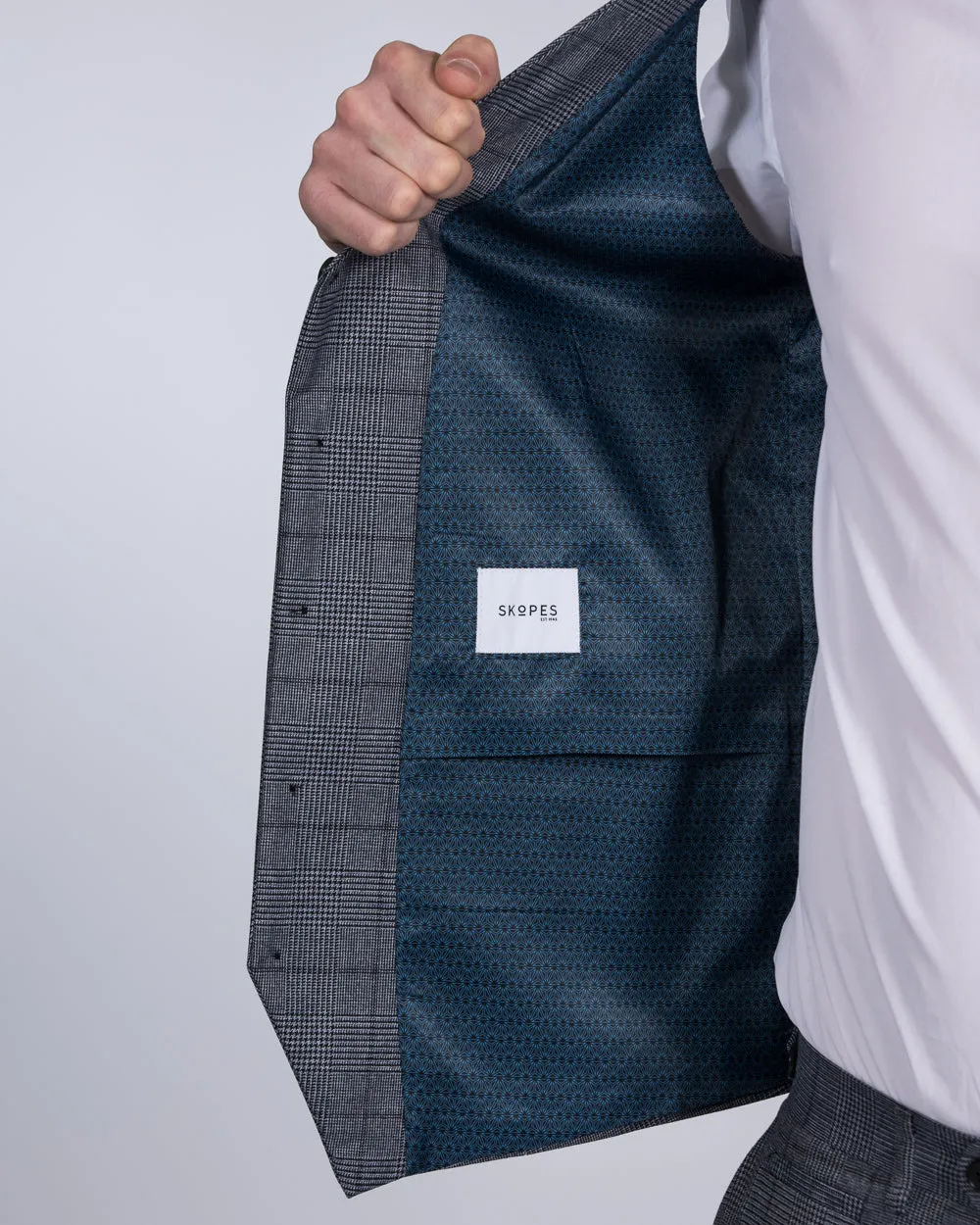 Skopes Reece Slim Fit Tall Suit Waistcoat (blue check) daily outfit