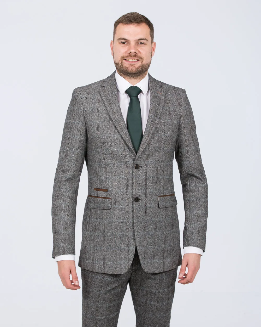 Skopes Rowan Slim Fit Tall Suit Jacket (grey herringbone) snow trip outfit