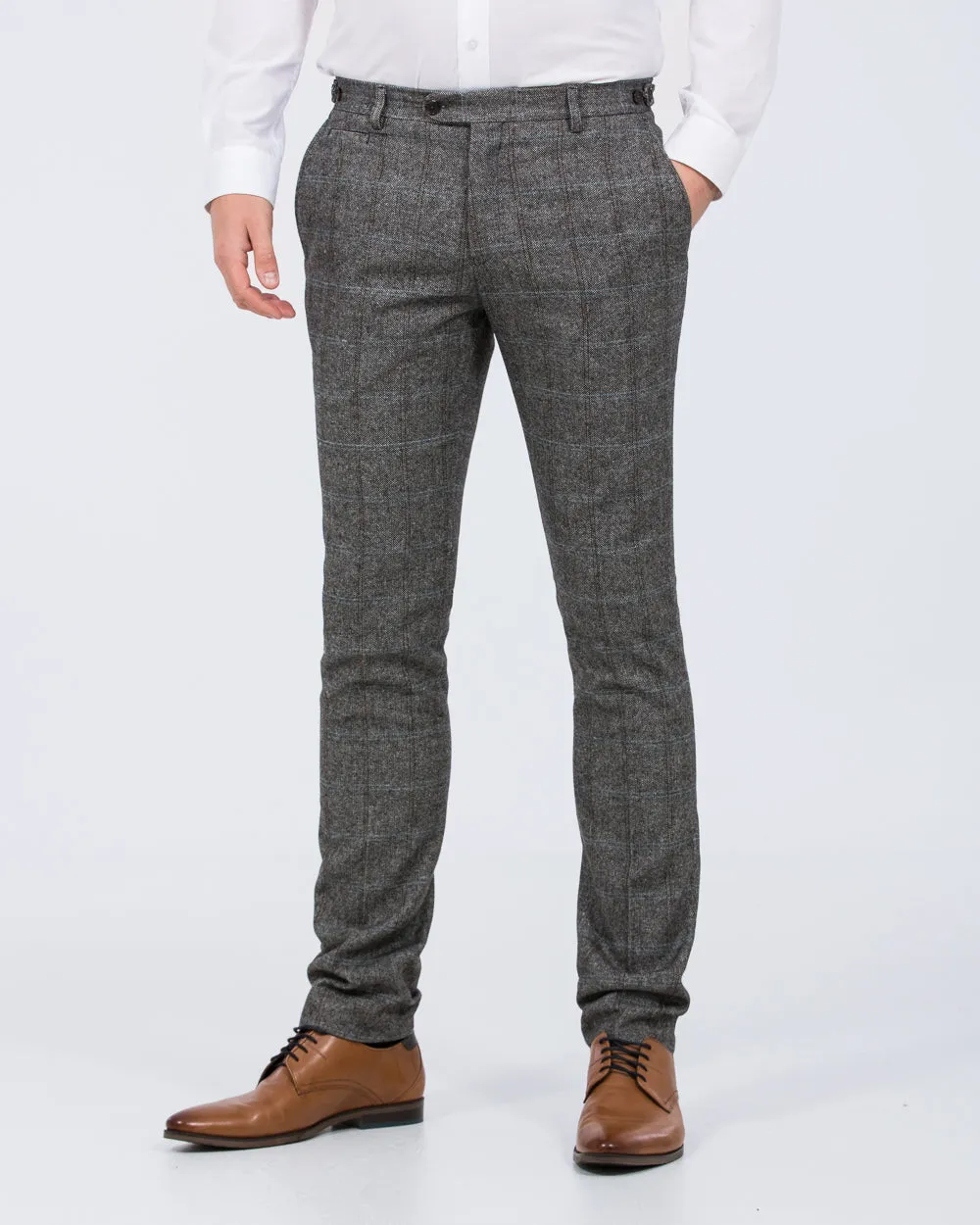 Skopes Rowan Slim Fit Tall Suit Trousers (grey herringbone) smooth finish