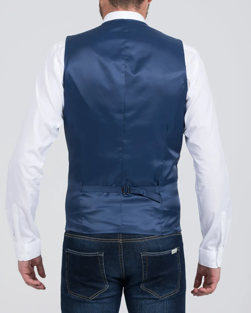 Skopes Ruthin Slim Fit Tall Waistcoat (blue tweed) retro vibe