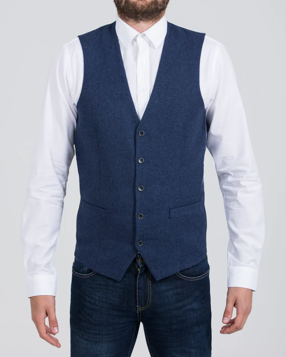 Skopes Ruthin Slim Fit Tall Waistcoat (blue tweed) comfortable fit
