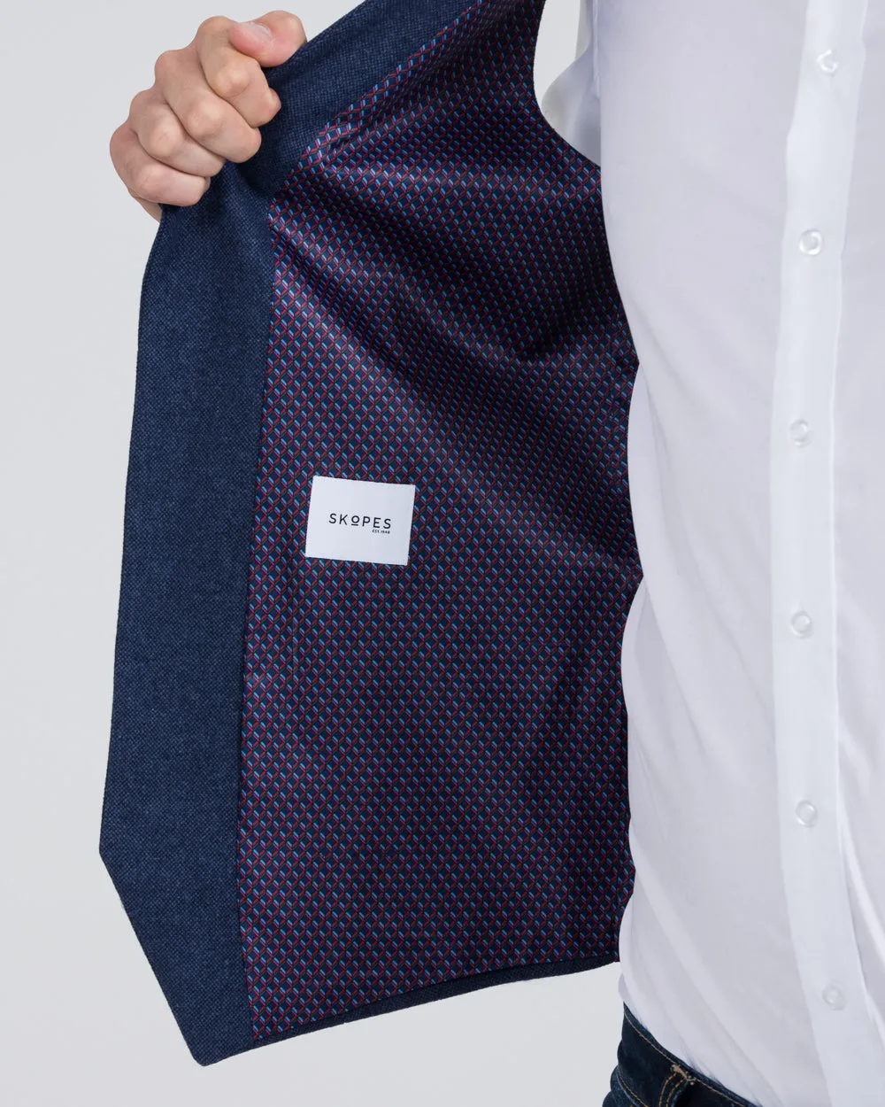 Skopes Ruthin Slim Fit Tall Waistcoat (blue tweed) smart layering