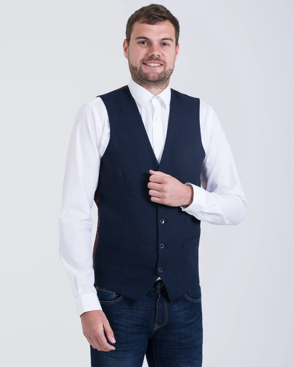 Skopes Ruthin Slim Fit Tall Waistcoat (navy tweed) cocktail party