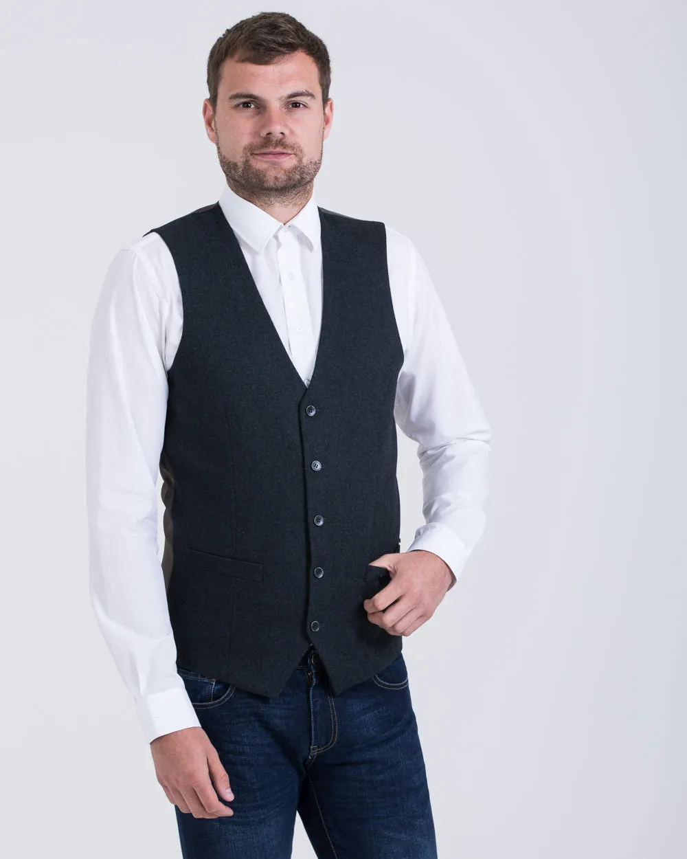 Skopes Ruthin Slim Fit Tall Waistcoat (teal tweed) spring outing
