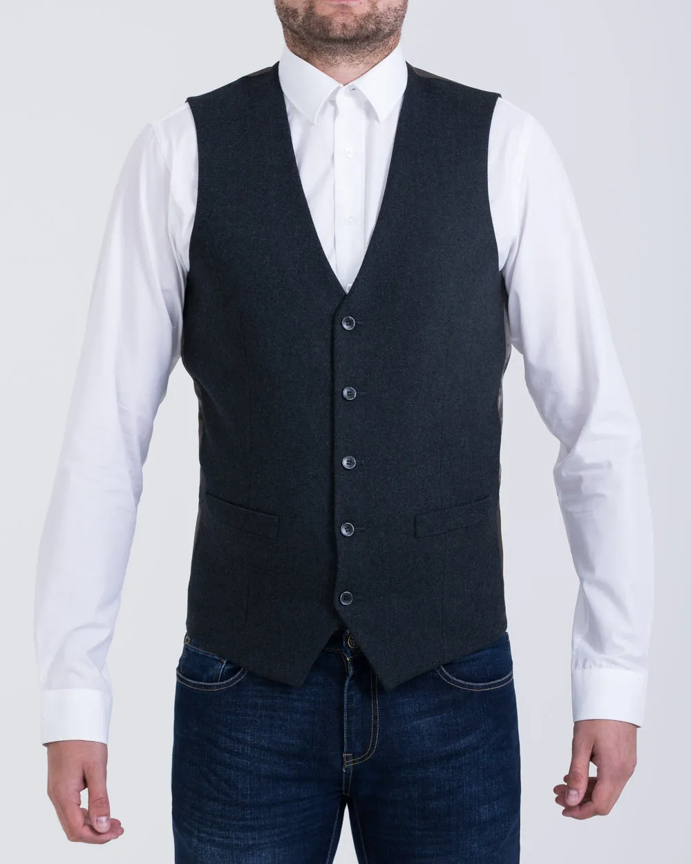 Skopes Ruthin Slim Fit Tall Waistcoat (teal tweed) stain resistant