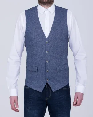 Skopes Slim Fit Tall Jude Waistcoat (blue herringbone) urban chic