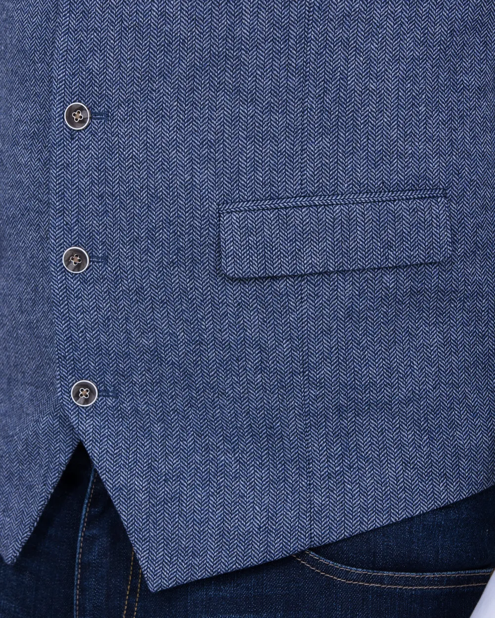 Skopes Slim Fit Tall Jude Waistcoat (blue herringbone) versatile use