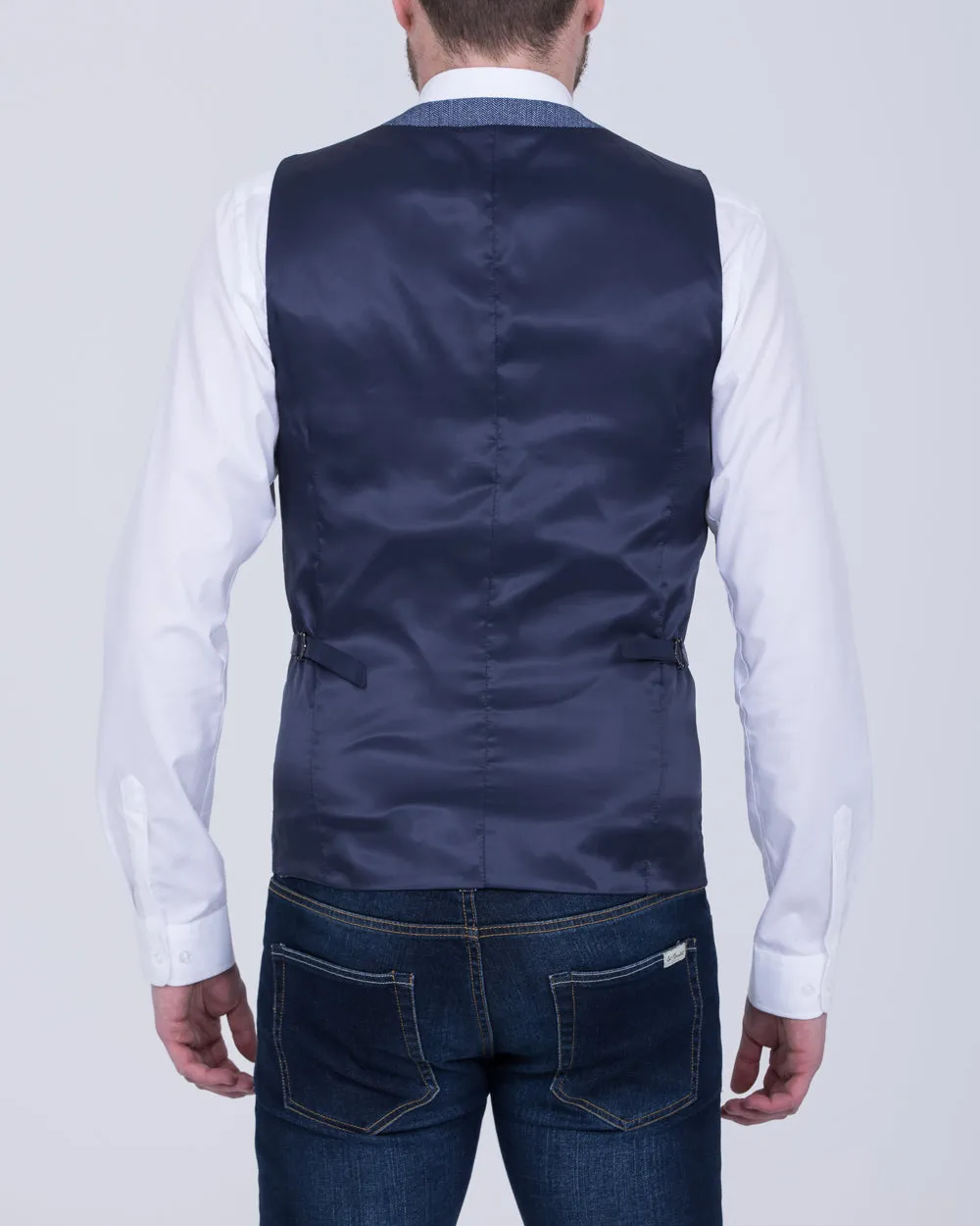 Skopes Slim Fit Tall Jude Waistcoat (blue herringbone) cocktail party