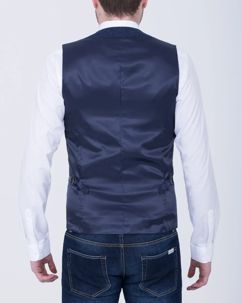 Skopes Slim Fit Tall Jude Waistcoat (navy herringbone) club wear