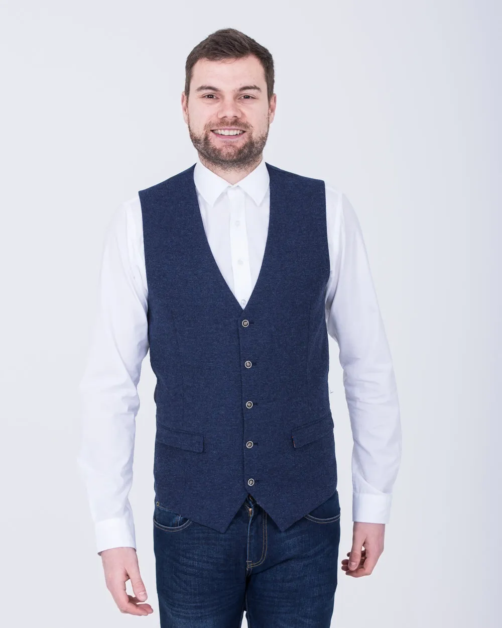 Skopes Slim Fit Tall Jude Waistcoat (navy herringbone) moisture wicking