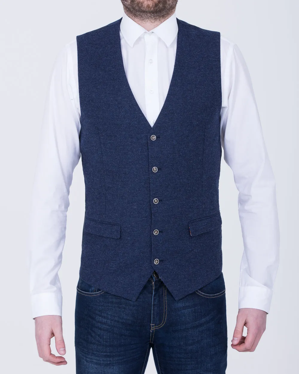 Skopes Slim Fit Tall Jude Waistcoat (navy herringbone) urban chic