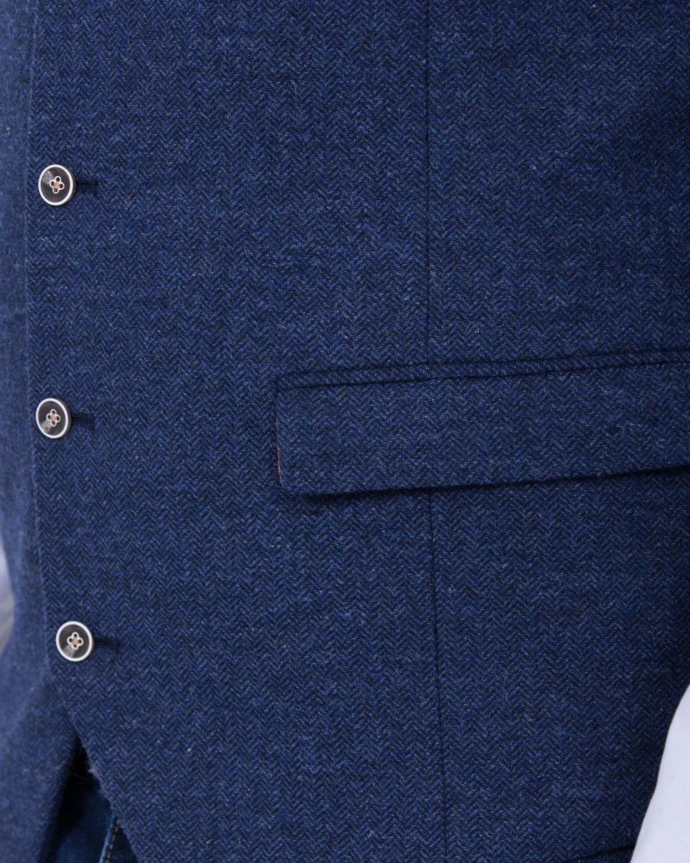 Skopes Slim Fit Tall Jude Waistcoat (navy herringbone) geometric design