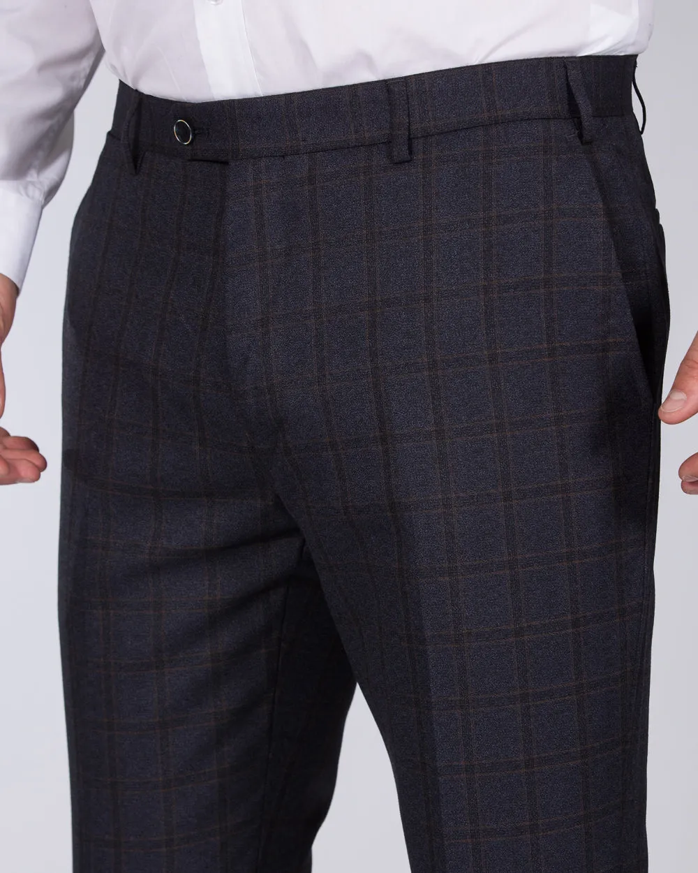 Skopes Slim Fit Tall Suit Trousers (navy/rust check) rain protection