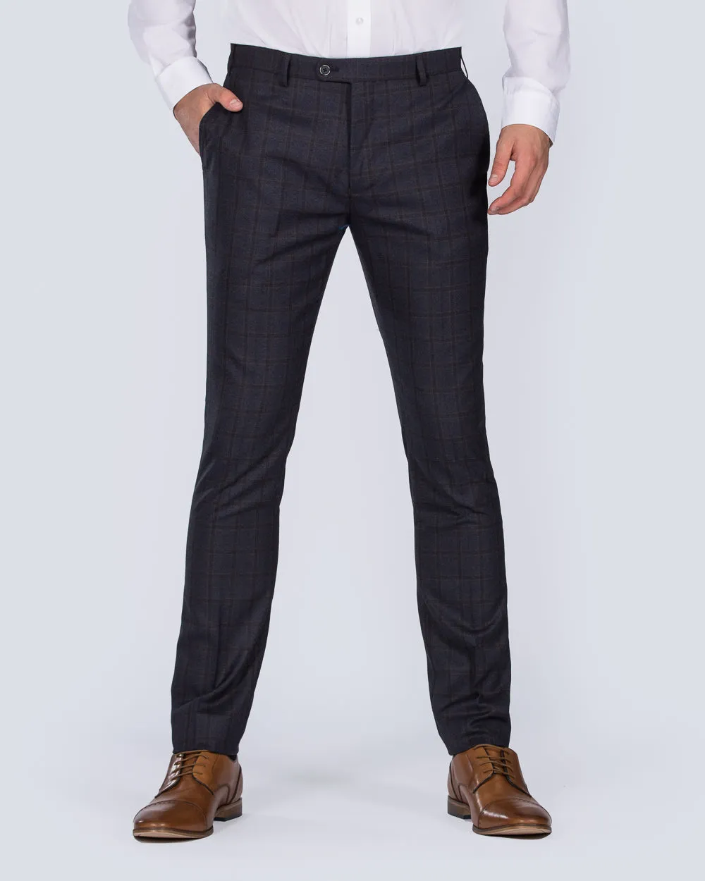Skopes Slim Fit Tall Suit Trousers (navy/rust check) cycling clothes