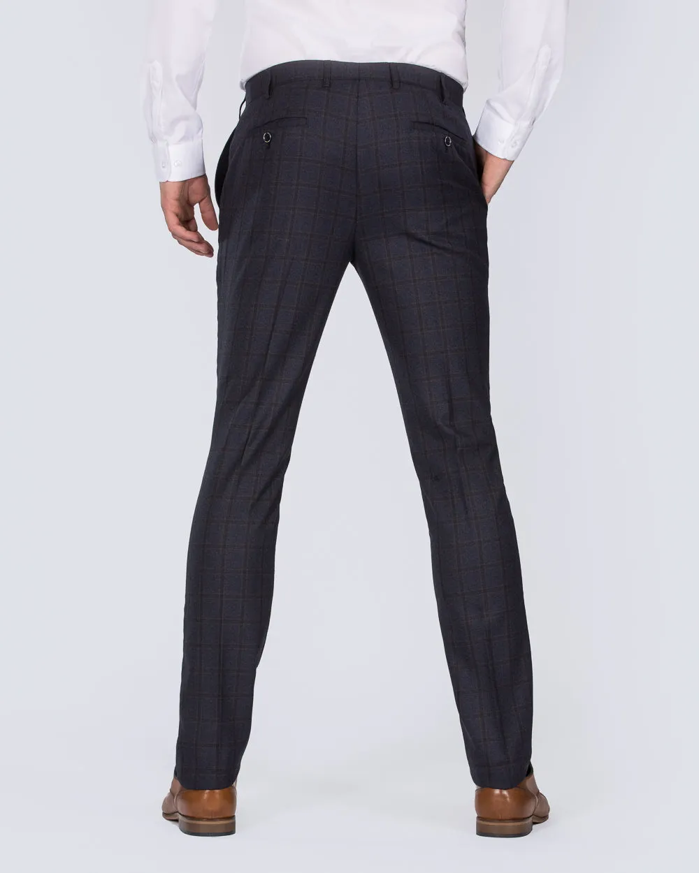 Skopes Slim Fit Tall Suit Trousers (navy/rust check) easy layering